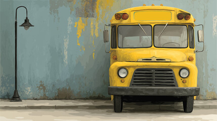 School Bus Illustration with copy space ~ Created using Generative AI