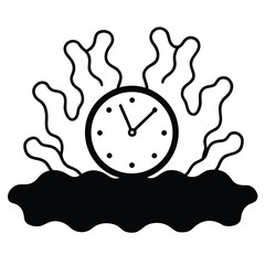 Clock rising from the water or abstract shape
