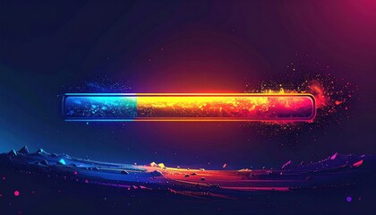 Digital loading bar with vibrant colors, sparks and background
