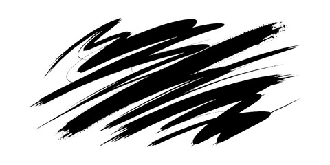 Naklejka premium black paint, ink brush strokes, lines. Ink splatter, paint brush stroke , vector black grunge stain, graffiti texture liquid splash. highlighter lines or felt-tip pen marker.