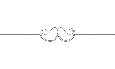 Continuous line drawing of Mustache isolate on white background.	