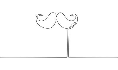 Continuous line drawing of Mustache isolate on white background.	