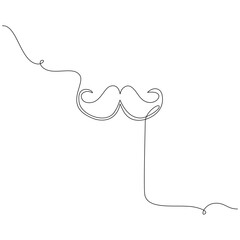 Continuous line drawing of Mustache isolate on white background.	