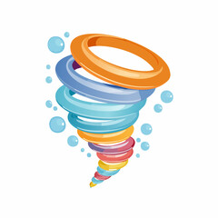 Abstract whimsical colorful vortex design illustration with playful gradient rings and bubbles