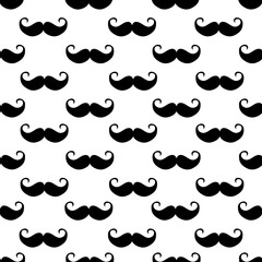 Mustache seamless pattern isolate on white background.	