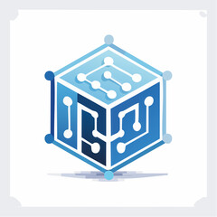 Abstract Cube with Circuit Board Design: A Visual Representation of Connectivity