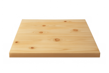 Empty wooden table counter or shelf with natural light wood grain texture showing on a transparent background