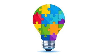 Creative lightbulb concept with jigsaw pieces representing teamwork and ideas