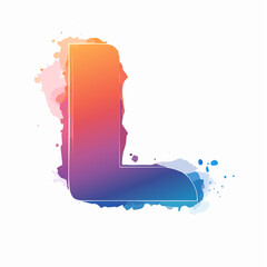 Vibrant watercolor letter L design element showcasing artistic expression, perfect for branding