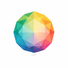 Vibrant multifaceted orb with spectral gradients representing digital geometry