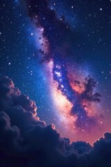 Fototapeta premium A majestic night sky filled with swirling nebulae and constellations, representing the vastness and mystery of the cosmos as a divine creation , celestial, milky way, galaxy