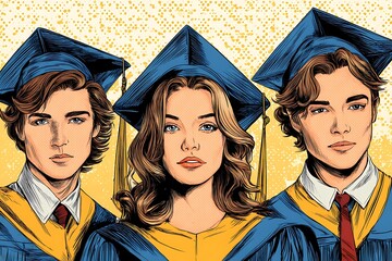 pop art style graduation students