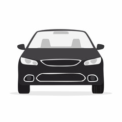 Sleek black car minimalist vector illustration front view automobile design vehicle