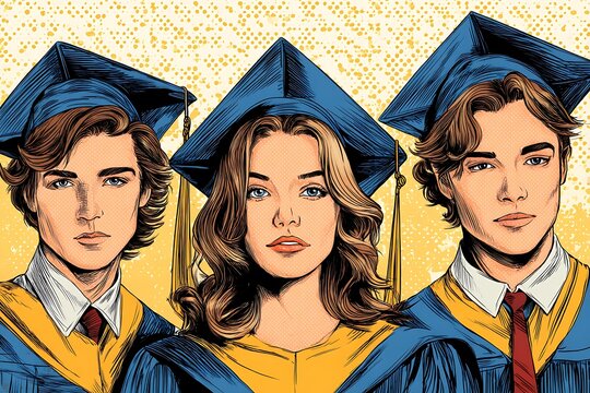 pop art style graduation students