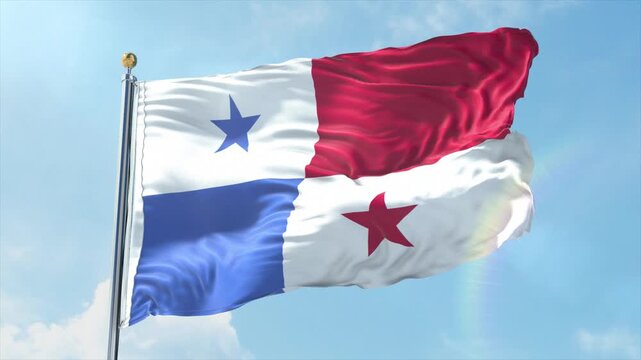 4K Panama flag waving in the wind - realistic Panama flag animation in high resolution, perfect for Panama national day, independence, travel and patriotic video projects