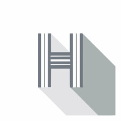 Elegant letter H illustration with elongated shadow casting a geometric illusion design