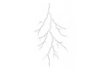 Electrical discharge flash bolt on transparent background symbolizing power, storm, weather, and energy strike