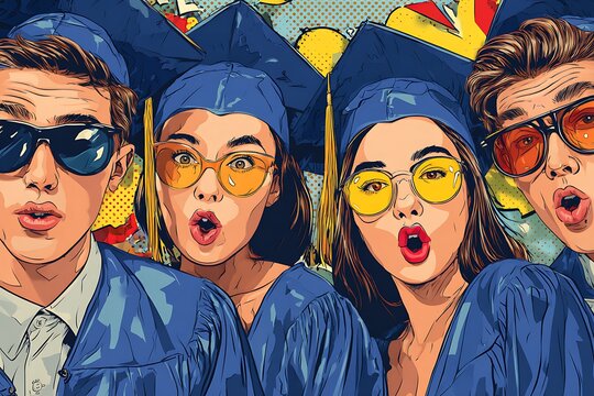 pop art style graduation students