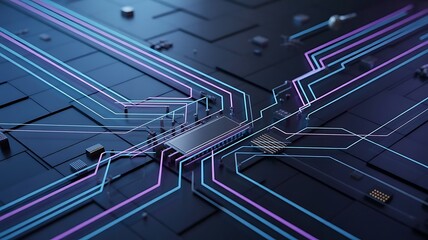 Futuristic technology circuit board abstract electronic motherboard microchip with connections digital processor and engineering design
