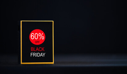 mockup Black Friday 60% Off Promotion Banner on Dark Background-Big Sale Event Concept