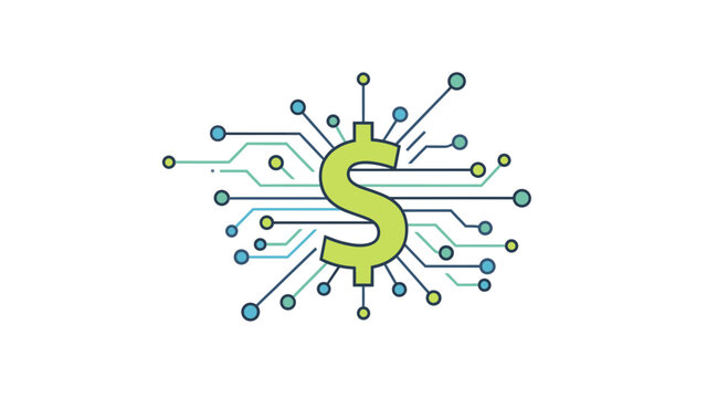 Modern dollar symbol connected by digital network, representing fintech solutions for smart investments, financial technology, and innovative business models