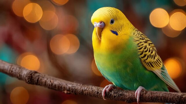 Close-up of a Budgie perched on a branch
