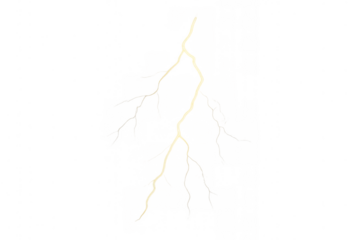 Lightning bolt showing powerful electrical discharge during storm on transparent background