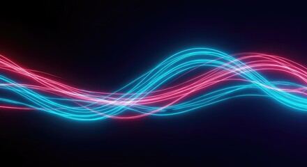 Fototapeta premium Dynamic digital abstract background showing flowing electric light trails creating a rhythmic pulse and high energy wave patterns ,motion ,pattern ,modern