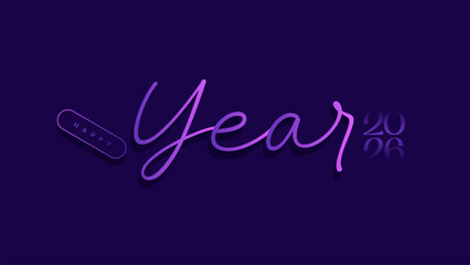 Happy New Year 2026 Purple Script Typography Design, Template for Greeting Card, Invitation, Poster, Flyer, and Web Use