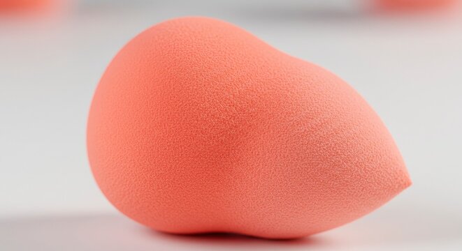 Close-up Macro Shot of a Coral Makeup Sponge