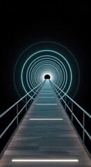 Obraz premium A winding, futuristic pathway disappearing into a luminous void, symbolizing eternal exploration and the concept of endless potential and future ,neverending ,path ,limitlessness