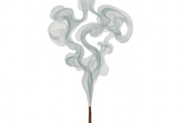 Incense stick burning creating calm smoke and relaxing aroma for therapy, meditation, and spiritual zen practice on transparent background