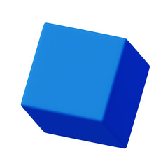 3d Cube Blue color, Abstract realistic rendering of 3d geometry shape object element