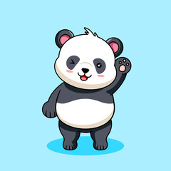 Cute Panda Greetings Hello Vector Illustration Cartoon Design