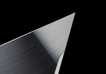 Extreme close up of a metallic cutting device showing the steep angle and polished surface necessary for efficient wood shaving and graphite exposure ,utility ,steel ,technical