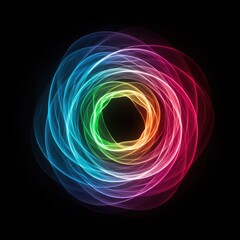 Gentle abstract motion of luminous fluid energy streams creating a dynamic vortex of vibrant balanced color, symbolizing internal energetic peace ,spiritual ,dynamic ,universe