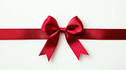 Fototapeta premium Elegant red ribbon tied into a perfect bow on white background, premium holiday concept