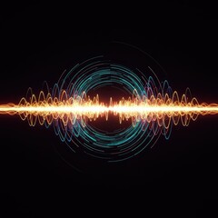 Hypnotic abstract digital rendering showing perfect energetic wave resonance and harmonic frequency propagation across a dark background ,energy ,conceptual ,resonance