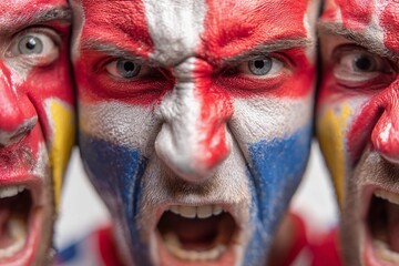 Fans expressing passion with painted faces during a sports event celebration Generative AI