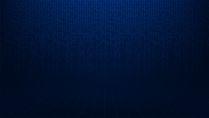 Abstract binary code in futuristic background. Concept of coding, hacker. Numbers matrix script, computer cyber source, hacker program,  and cyber security. Vector illustration.