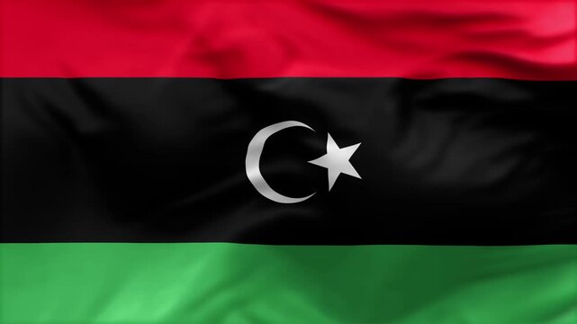 Libya flag is waving in the wind. High-quality flags are perfect. They are perfect for various creative projects.