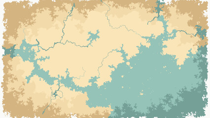Vintage map texture background — faint map lines and aged creases with tonal wash, palette: parchment, sepia, teal