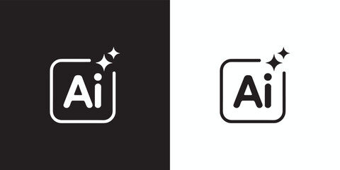 AI Icon Design in Black and White Versions