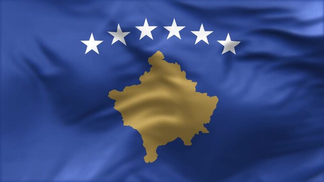 Kosova flag is waving in the wind. High-quality flags are perfect. They are perfect for various creative projects.