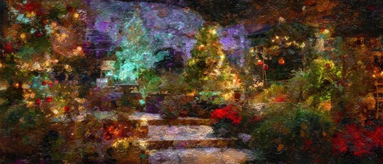 Rinaldos art garden with Christmas lights