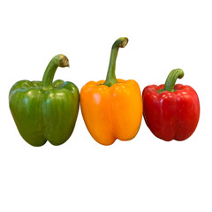three peppers isolated on white