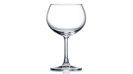 A clear empty wine glass isolated on transparent background