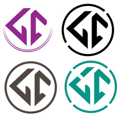 Bold CG Letter Icons in Stylized Circular Frames ? Abstract Logo Series.ai