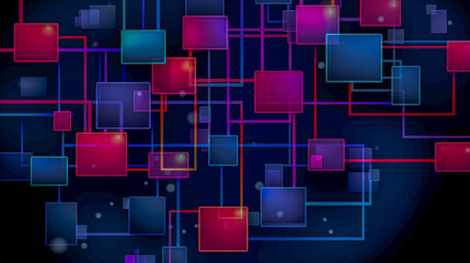 Colorful Abstract Network Connections on Dark Background Illustr