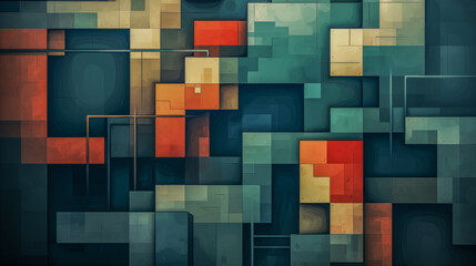 Abstract Geometric Pattern with Vibrant Colors and Vintage Desig